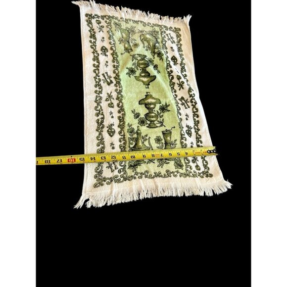 Vintage 70s Cannon Hand Kitchen Towel Dish Fringe Avocado Teapot Pepper Mill USA - Picture 8 of 8